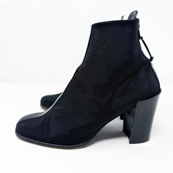 Vtg Y2K Donald Pliner	Black Fabric Ankle Booties Women's Sz 7.5 Made in Spain - Picture 3 of 11